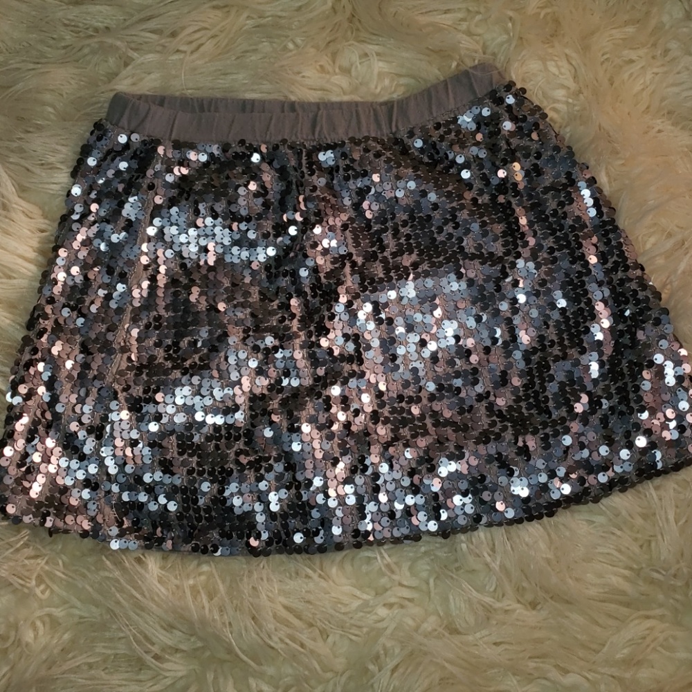 Silver sequined skirt